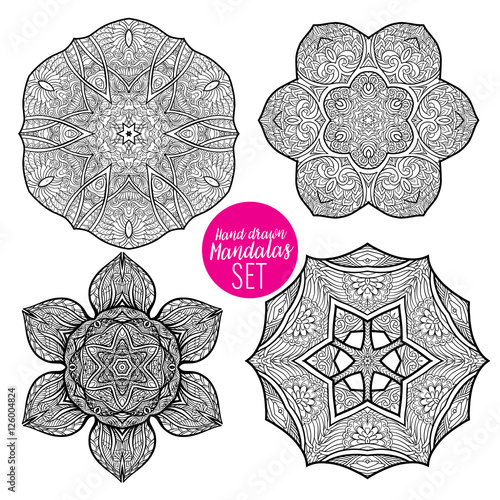 Vector Beautiful Deco Mandala set, Patterned Design Element, Eth