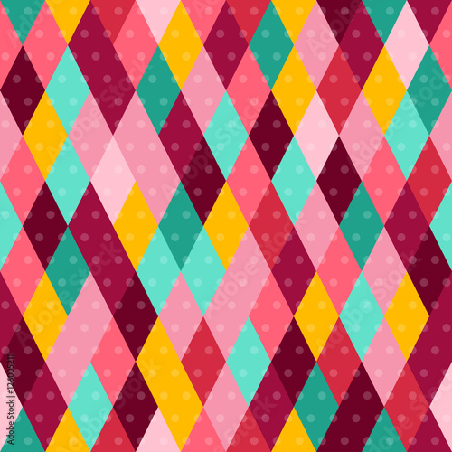 Carnival Seamless Pattern with Colorful Rhombus