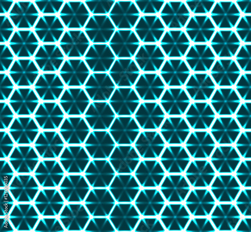 Honeycomb seamless pattern. Vector geometric background, luminous style