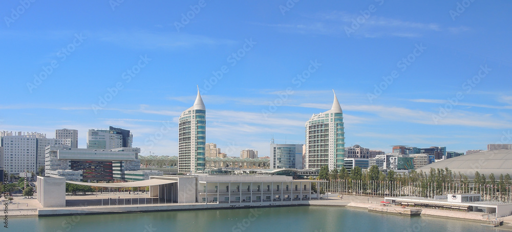 Lisbon, Portugal. Buildings and towers closed to the Vasco de Gama center, Park of the Nations and Oceanarium. Leisure, commercial, and residential area since the 1998 World Exposition
