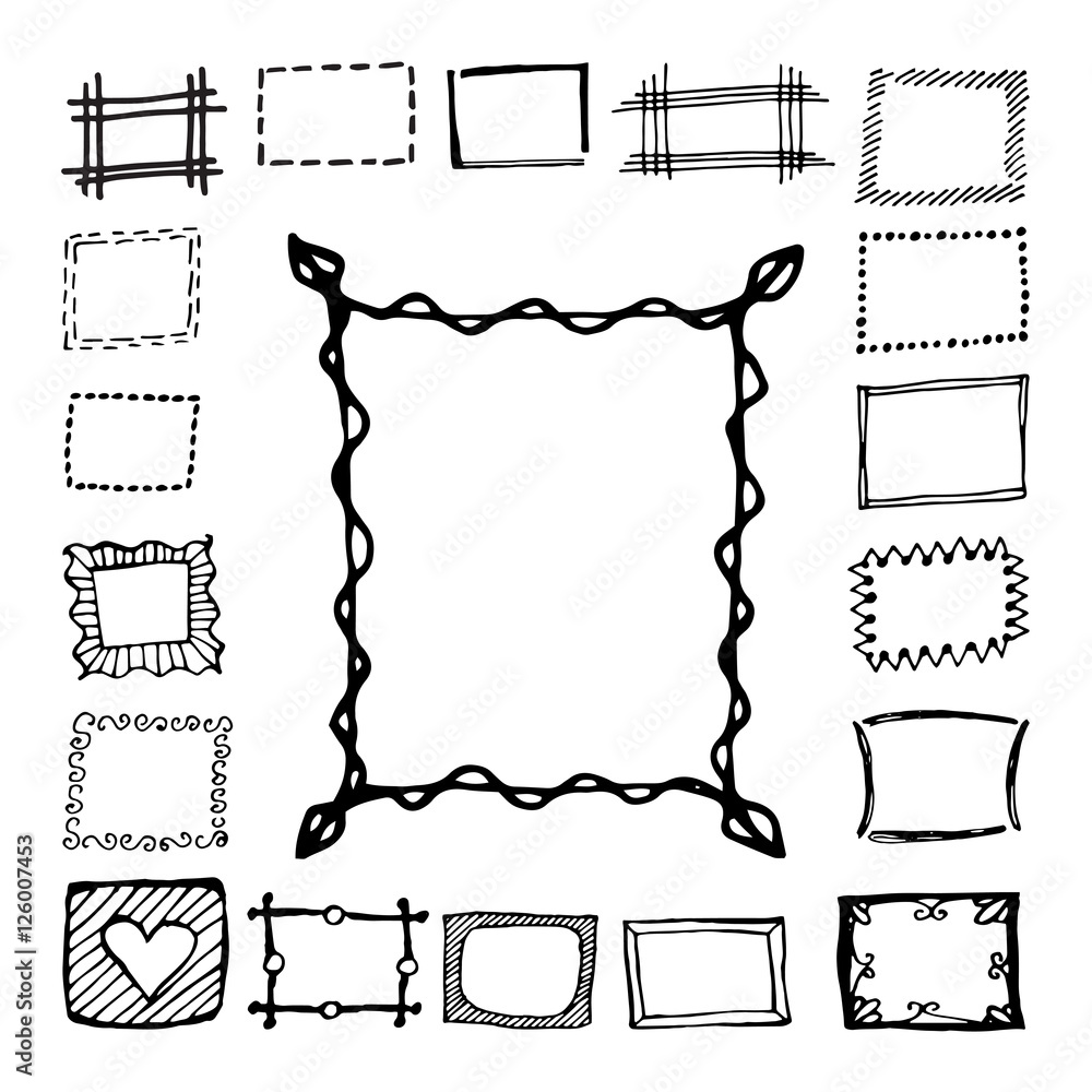 Hand drawn rectangle frames set