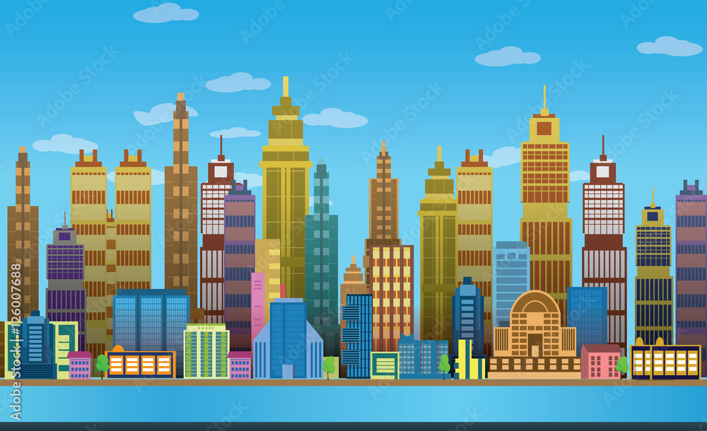 City Game Backgrounds with  ,2d game application. Vector Illustration for your application , project.