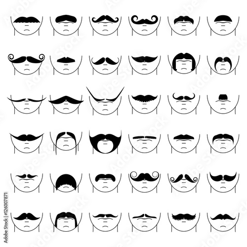 Big set of vector hipster mustache.