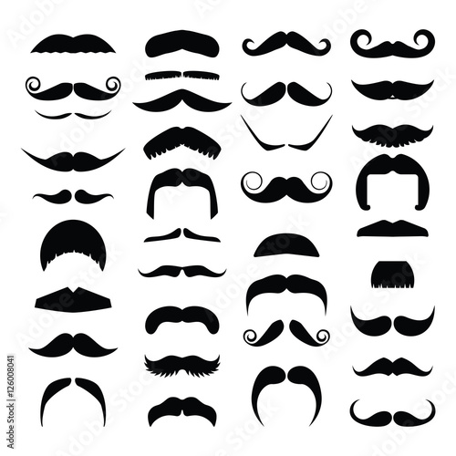 Big set of vector hipster mustache.