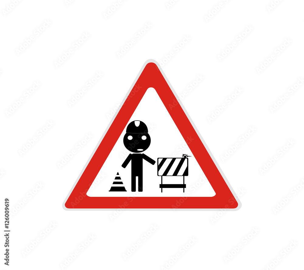 Illustration of warning sign about a roadwork Illustration of warning sign about a roadwork