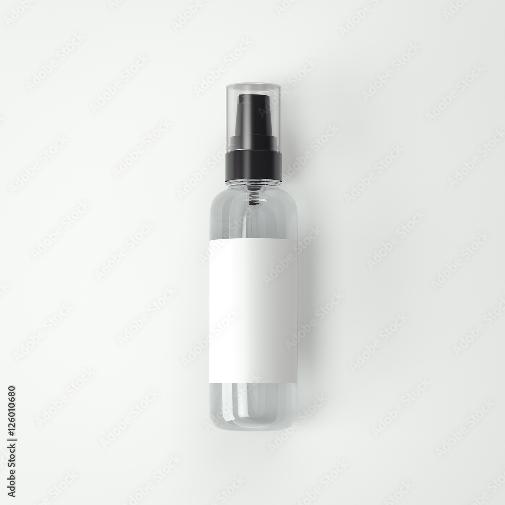 Transparent bottle with blank label. 3d rendering Transparent bottle with blank label. 3d rendering