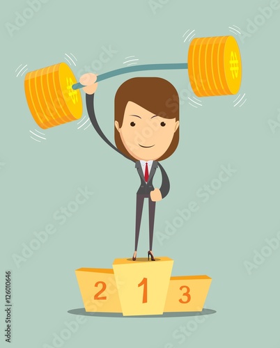 Businesswoman solves lightly every weight work