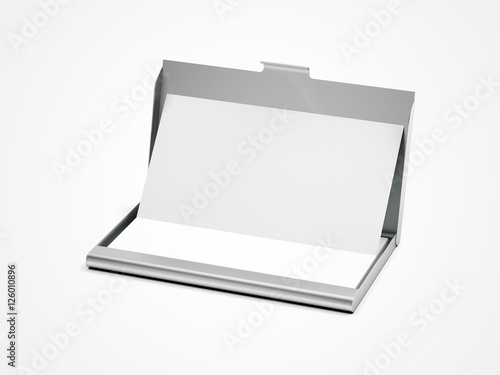 Silver business card case. 3d rendering
