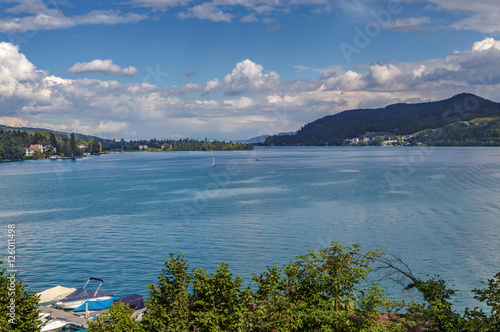 View of the Worthersee lake, Carinthia, Austria