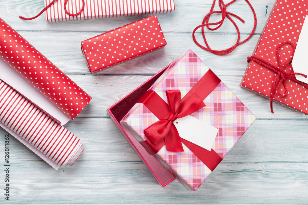 Obraz premium Christmas gift boxes wrapping