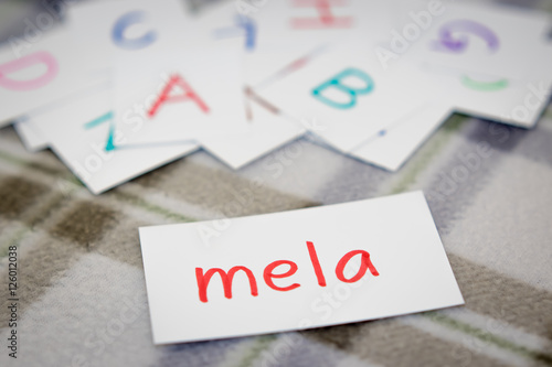 Italian; Learning the New Word with the Alphabet Cards; Writing