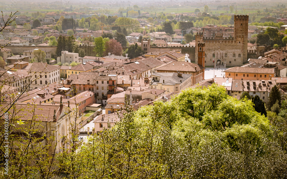 Panorama of the old town of Marostica famous for the Chess Squar