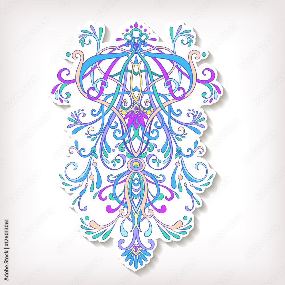 Sticker, patches elements, fashion patch badges with ornamental pattern Sticker, patches elements, fashion patch badges with ornamental pattern