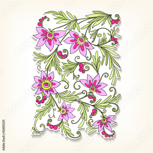Fototapeta Naklejka Na Ścianę i Meble -  Sticker, patches elements, fashion patch badges with decorative flowers/ floral pattern.