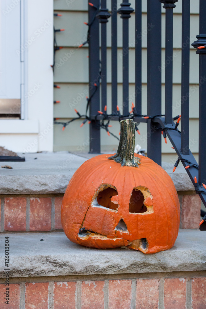 Fotografie Moldy Jack-o-lantern After Halloween