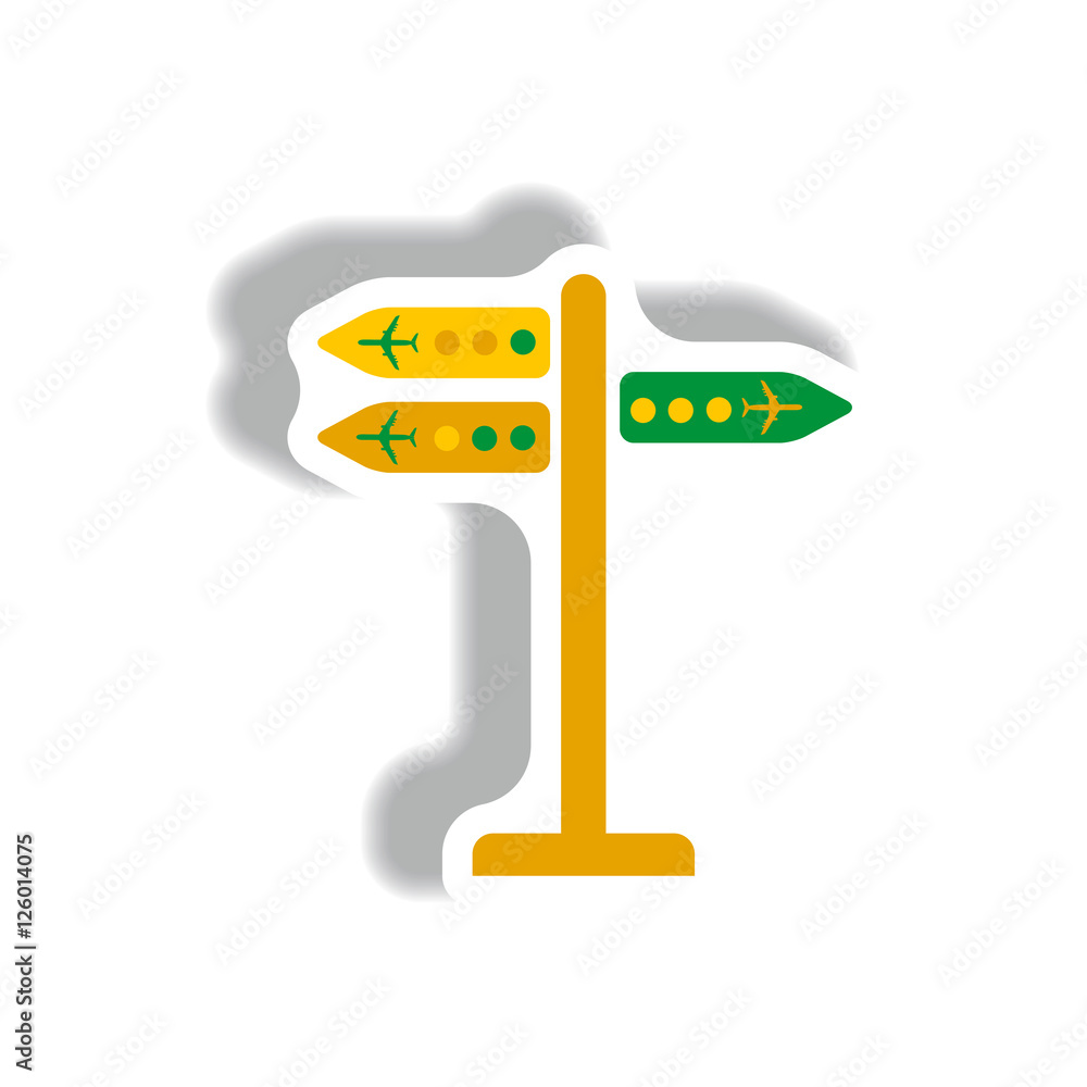 Obraz premium stylish icon in paper sticker style airport signage