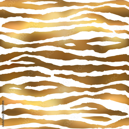 Zebra Stripes gold and white pattern. Seamless vector.