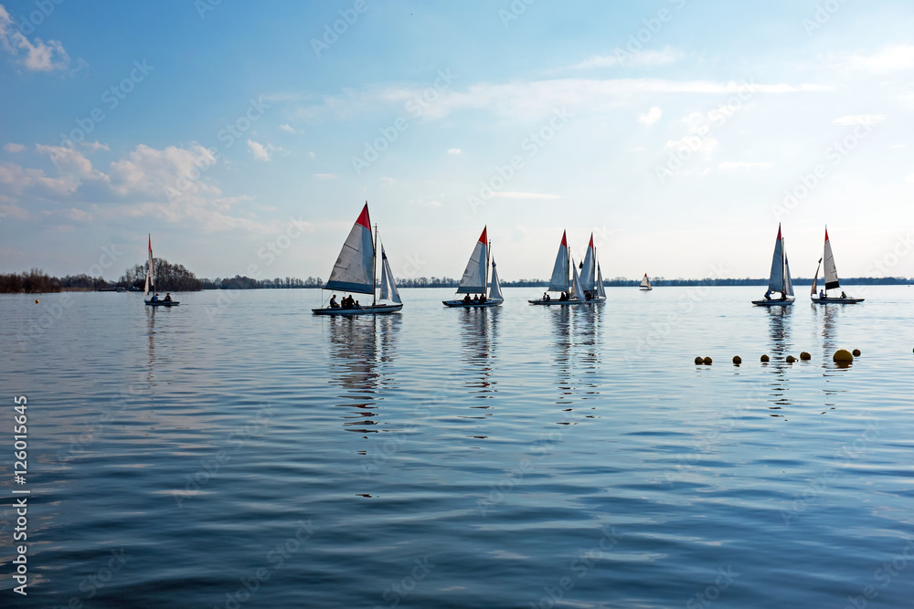 Fototapeta premium Sailing on the Loosdrechtse plassen in the Netherlands