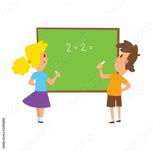 Group school kids going vector