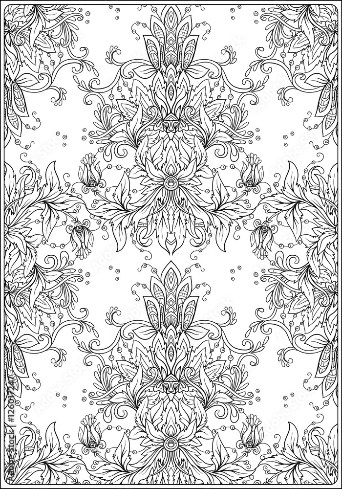 Fototapeta premium Vintage background brown baroque pattern. Vector damask pattern