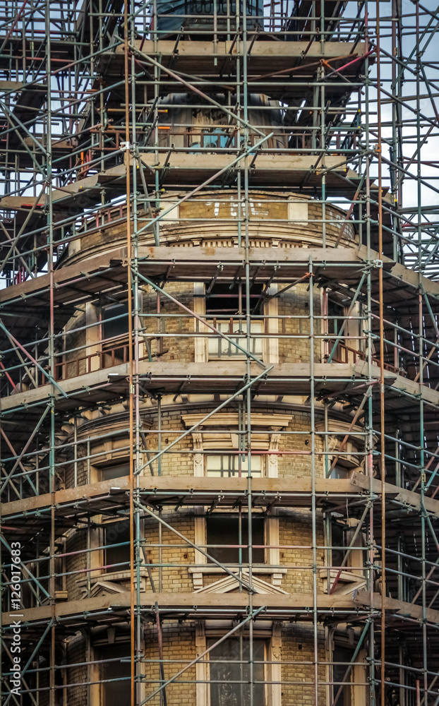 Scaffolding on a building