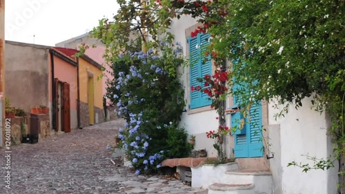 View of sardinian city Bosa, selective focus
