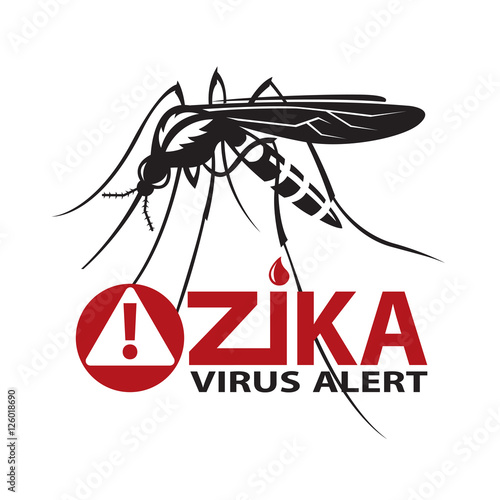 image of Zika virus alert with mosquito prohibited sign