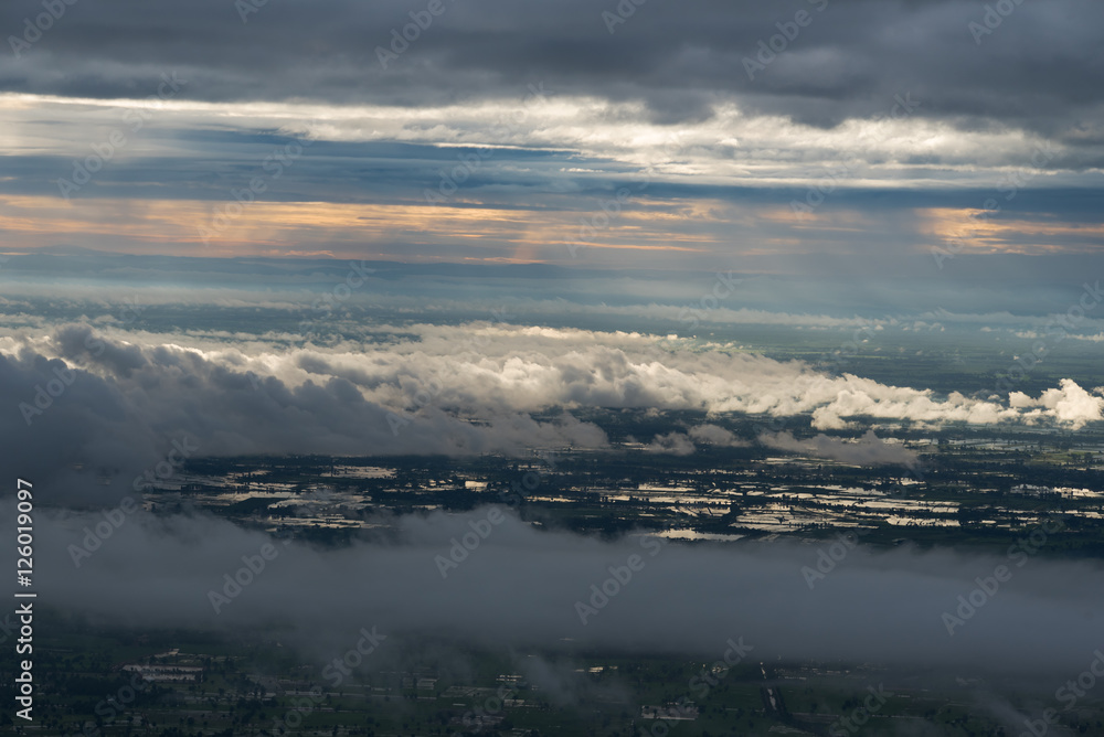 Fototapeta premium sunset sky view from mountain