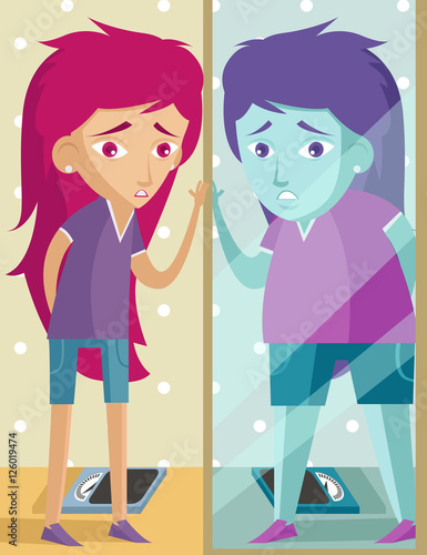 anorexia fat mirror girl