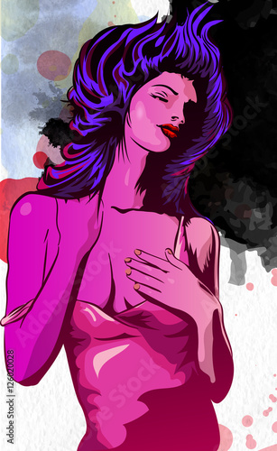 Woman dreams watercolor style