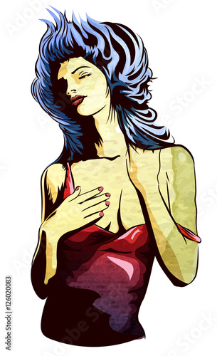 Woman dreams watercolor style