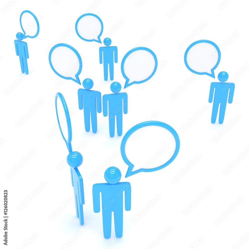 people with talk bubbles isolated over a white background. 3d rendering. people with talk bubbles isolated over a white background. 3d rendering.