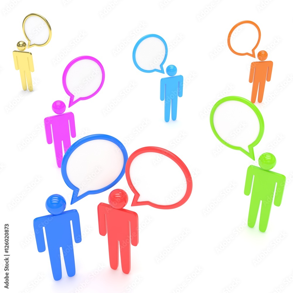 people with talk bubbles isolated over a white background. 3d rendering. people with talk bubbles isolated over a white background. 3d rendering.