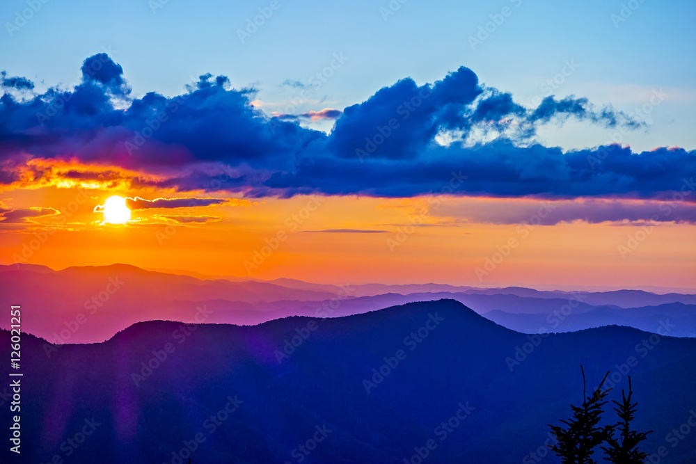 mount mimtchell sunset landscape in summer