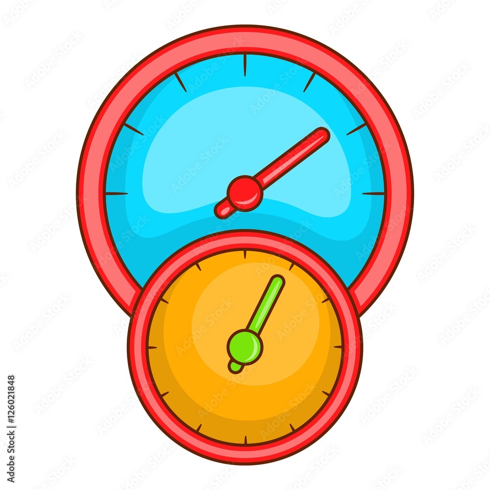 Little double speedometer icon. Cartoon illustration of speedometer vector icon for web design Little double speedometer icon. Cartoon illustration of speedometer vector icon for web design