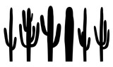 Black silhouettes of saguaro cactus, vector