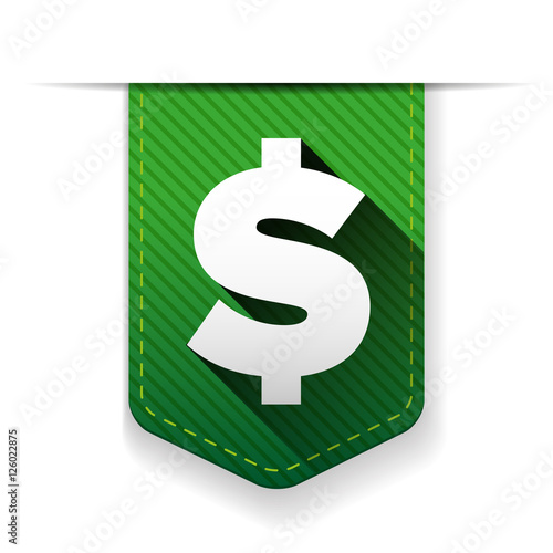 Dollar Sign Green Vector Icon ribbon