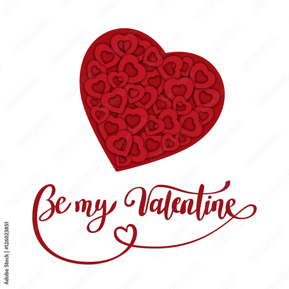 Valentine s Day, brush pen lettering with heart, vector illustration. Valentine s Day, brush pen lettering with heart, vector illustration.