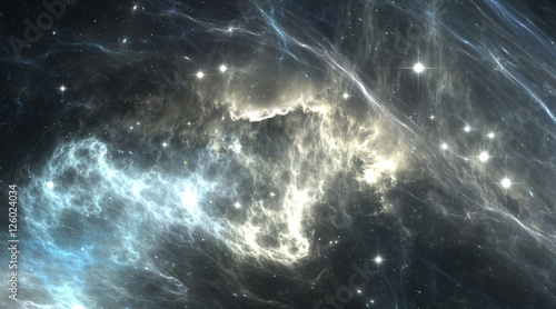Fototapeta Naklejka Na Ścianę i Meble -  Space background with gas nebula and stars. Glowing nebula is the remnant of a supernova explosion