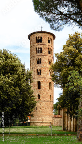 The Romanesque Bell tower of the Sant'Apollinare's Basilica. Classe, Ravenna, Emilia-Romagna, Italy.