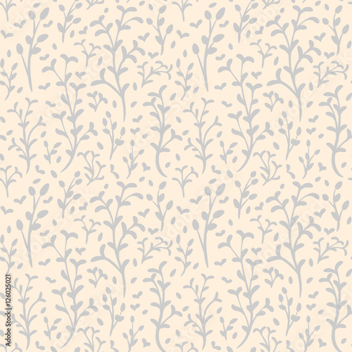 Seamless pattern with branches and leaves.