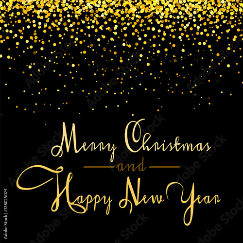 Christmas and New Year banner with golden conffetti vector