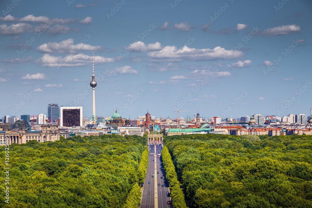 Berlin skyline with Tiergarten park in summer, Germany