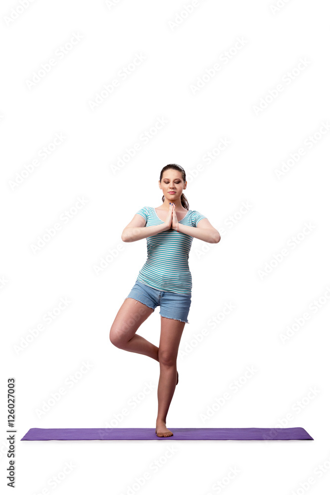 Young woman in sports concept isolated on the white Young woman in sports concept isolated on the white