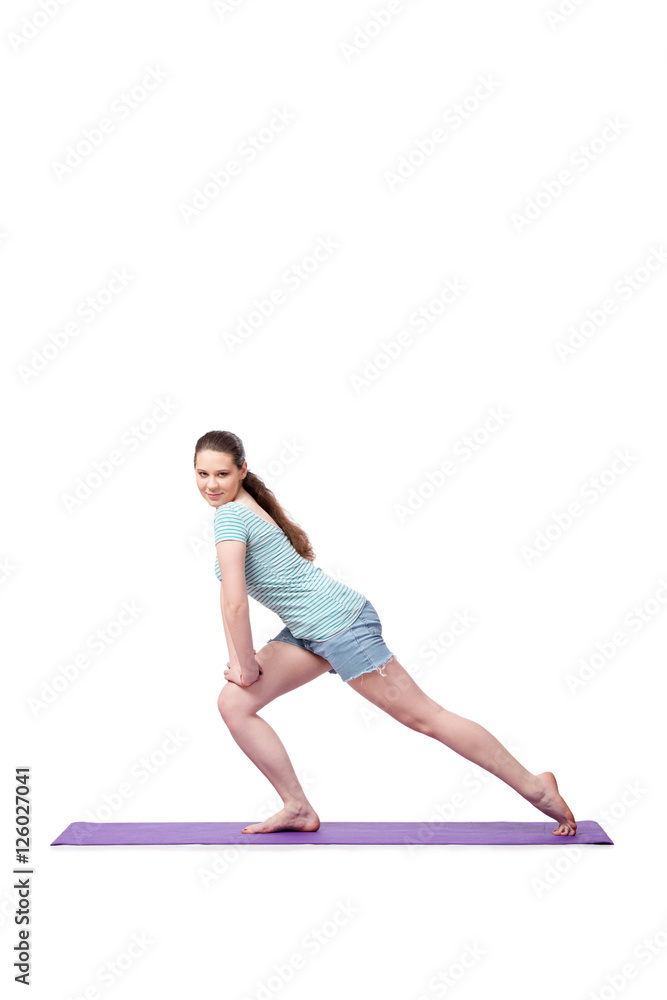 Young woman in sports concept isolated on the white