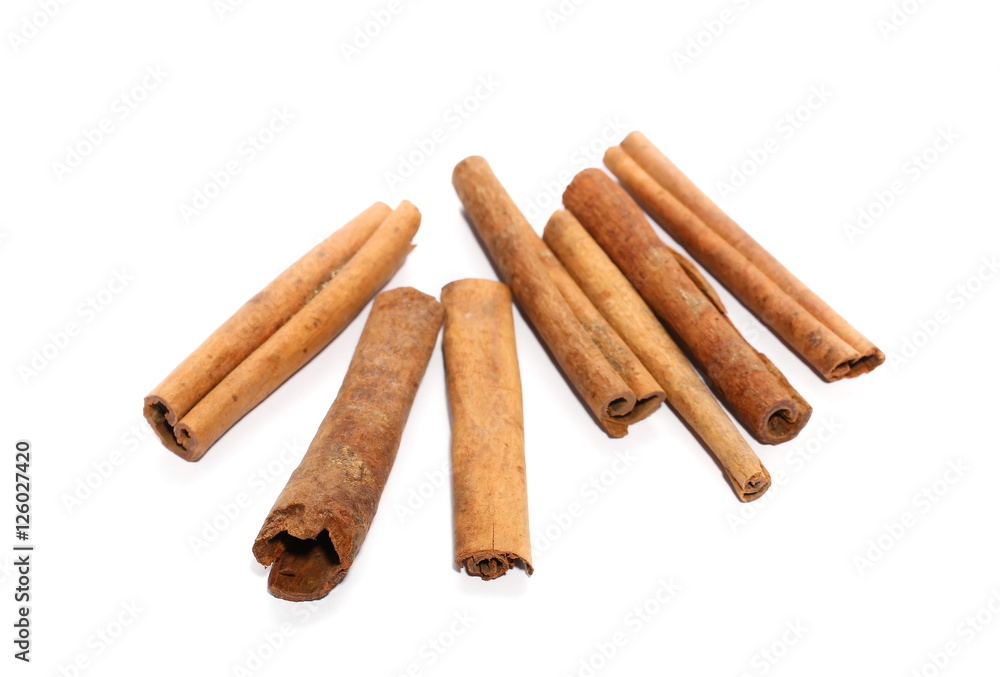 cinnamon stick spice isolated on white