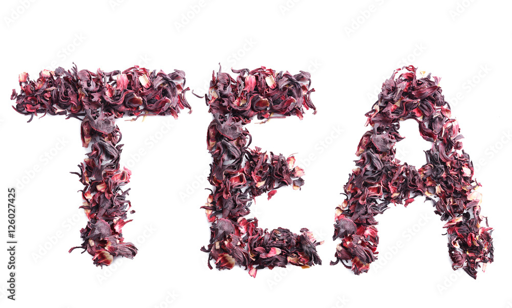Heap of dry tea on white background