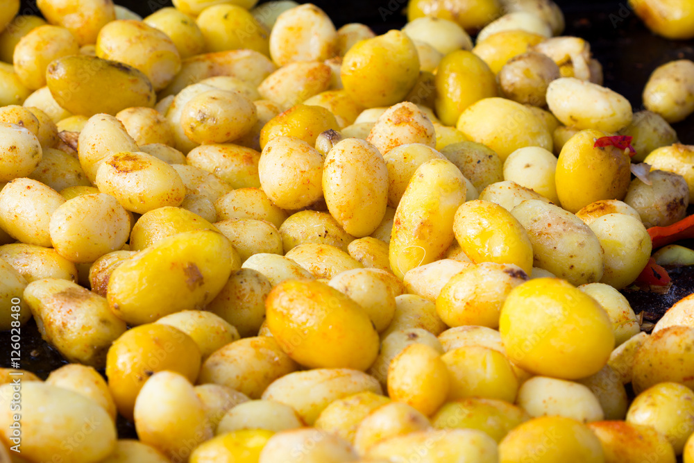 Baking potatoes in a summer festival. Baking potatoes in a summer festival.