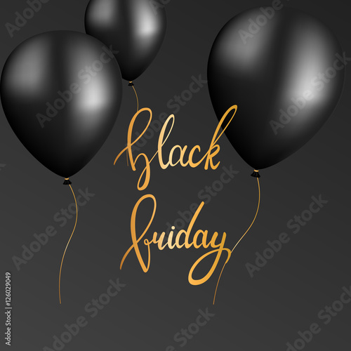 Black Friday Sale Banner Template with Black Balloons. 