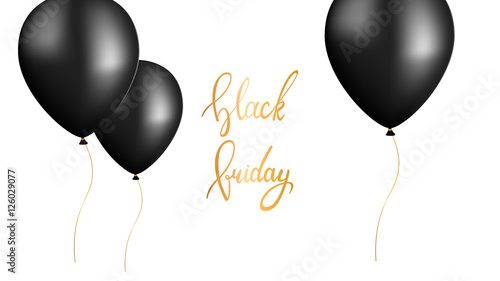 Black Friday Sale Banner Template with Black Balloons. 